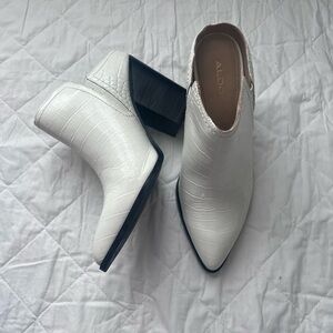aldo white ankle slip on boot size 8